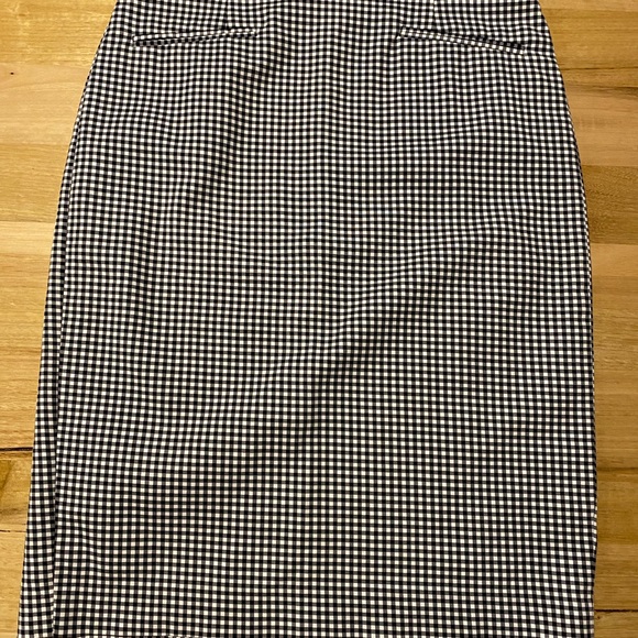 Zara black and white check stretch cotton skirt 10 - Picture 2 of 9